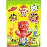 SOUR PATCH KIDS and SWEDISH FISH Mini Soft & Chewy Candy Variety Pack, Bulk Candy, 80 Treat-Size Snack Packs