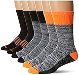 Dickies Men's Dri-Tech Performance Work Crew Socks 6 Pair,Black Asst, Men's 6-12 Shoe Size