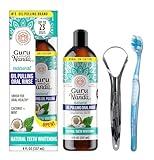 GuruNanda Coconut Oil Pulling, Fresh Breath & Whitening Mouthwash, 7 Essential Oils & Vitamins for Happy Teeth & Gums, Alcohol-Free, 8 oz