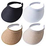 MULIMU 4-Pack Women Wide Brim Sun Visor UV Protection UPF50+ Hat Golf Visor with Clip (Black&White&Khak&Beige)