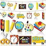 Back to School Wooden Ornament Back to School Party Hanging Decor Teacher Appreciation Decor Cutouts First Day of School Wooden Ornament for Party Supplies (Classic, 30 Pcs)