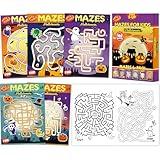 Wiooffen 168 Pages Halloween Maze Books for Kids Ages 3-8, 6-Pack- 6 Beginner Level Kids Activity Books Busy Books - Halloween Theme Children Amazing Mazes Fun Games Birthday Gifts Supplies