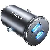 LISEN 90W USB C Cigarette Lighter Adapter Fast Charger, USB C Car Charger for iPhone 16[All Metal & Mini] Dual PD45W&QC 3.0 Super Fast USB C Cigarette Lighter Adapter for iPhone 16 Pro Galaxy S24 iPad