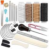 33 Pcs Bookbinding Kits 4 Pcs Bone Folder Paper Creaser Paper Folding Tool Book Binding Supplies with Bookbinding Needle, Waxed Thread, Steel Ruler, Awl for Bookbinding, Paper Card Crafts