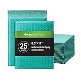 Quality Park Bubble Mailers, 8.25 x 11 Shipping Envelopes, Water Resistant Teal Poly Padded Envelopes, Redi-Strip Peel Off Closure, 25 Per Box (QUA85860)