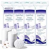Premium Cotton Pads for Face, 400 Count Round Makeup Remover Pads, 100% Pure & Natural Organic Cotton Rounds, Lint-Free Facial Pads Cleansing Cotton (100 Count (Pack of 4))