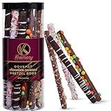 KREMERY Creamy Chocolate Cravings - Holiday Christmas Chocolate Covered Pretzel Rods Gift Basket in Clear Tube (8 Count) Xmas Kwanzaa Birthday Sweet Treats - Assorted Candy Toppings - Kosher Dairy