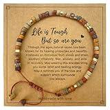 yupoxiu Inspirational Gifts Healing Natural Stone Bracelets - Thinking of You, Get Well Soon Encouragement Gifts Strength Bracelets for Women Friends Sister