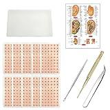 Ear Seeds Acupuncture Kit 600 PcsEar Press Seeds with Acupuncture Needle Ear Points Chart Guide Tweezer for Beginners Relief Facial Tools