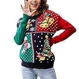 IFFEI Womens Ugly Christmas Sweater Novelty Print Crew Neck Sweater Square M