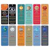 Creanoso Outer Space Planets Universe Fun Facts Bookmark Cards (30-Pack) - Astronomy Sun Venus Mars Earth Moon Jupiter Saturn Uranus Neptune - Astrophysics Party Favors