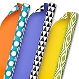 Hallmark Modern Wrapping Paper Rolls for Birthday, Graduation, Christmas, Gift Wrap Paper (Set of 3 Reversible Rolls: 75 sq. ft. ttl.) Black, White, Blue, Orange, Yellow & Green for All Occasions