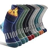 EBMORE Kids Merino Wool Hiking Socks Boys Toddlers Winter Thermal Thick Warm Boot Cushion Ski Snow Gift Socks Stocking Stuffers 6 Pairs (Color matching, 12-15 Y)