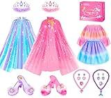 Princess Dress Up, Dress Up Clothes for Girls Princess Toys Set with Princess Capes Princess Shoes Princess Dress Jewelry, Birthday Christmas Gifts for Toddles Girls 3-6 Years