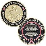 Hero's Valor St. Agatha Matron Saint of Breast Cancer Challenge Coin Prayer 1-Pack (One Coin)