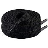 MOCATH 2 Pairs Flat Shoe laces Colorful Shoelaces for Sneakers Athletic Running Shoes Boot Strings 5/16" Wide Black 51"