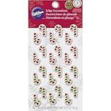 Wilton Mini Candy Cane Edible Cupcake Toppers, red, green