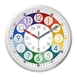 XFM Teaching Clock for Classroom Small Colorful Clocks Battery Operated 8 Inch Plastic Silent Non Ticking Analog Clock for Kids Learning