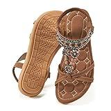 Alicegana Womens Sandals Dressy Summer: Comfortable Bohemian Flats Elastic Ankle Strap Walking Beach Shoes