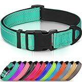 Joytale Reflective Dog Collar,Soft Neoprene Padded Breathable Nylon Pet Collar Adjustable for Medium Dogs,Teal,M