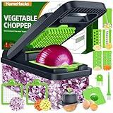 HomeHacks Vegetable Chopper Vegetable Cutter, 12 in 1 Multi-Functional Kitchen Gadget Set - Dicer, Slicer, Cutter, Julience, Cheese Grater, Egg Separator, Hand Guard - Veggie Chopper Lid with Handle