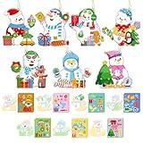 28 Pack Christmas DIY Crafts Kit for Kids, Make Your Own Christmas Snowman Ornaments Xmas Stickers Cutouts Arts and Crafts Bulk for Kids Winter Holiday Xmas Classroom Art Activities Party Decorations