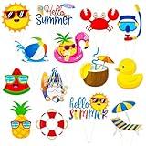 Hello Summer Party Decorations 48Pcs Summer Beach Theme Cupcake Toppers Beach Pool Cupcake Toppers for Hawaii Birthday Decorations Pool Themed Party Baby Shower Supplies