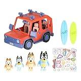 Bluey Heeler Family 4WD Vehicle and 4 Figure Pack, 2.5-3 Inch Figures, 2 Surfboards Accessories and Stickers | Amazon Exclusive