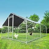 HITTITE Large Metal Chicken Coop with Run, 12.8 x 9.84 x 6.56 ft Walk in Poultry Cage Chicken Run Pen, Outdoor Chicken Runs for Yard with Waterproof & Anti-UV Cover