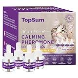 TopSum Cat Calming Diffuser Refills: 4 Pack Cat Pheromones Calming Diffuser Refill - Premium Cat Calming Diffuser Refill - Cat Pheromones for 4-Month Use, Cat Anxiety Relief, 4 Pack (Light Purple)