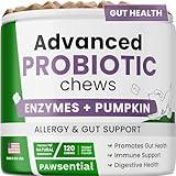 Pawsential Advanced Dog Probiotics & Digestive Enzymes |Gut Health| Chews for Digestion, Allergy Yeast, Itchy Skin- Prebiotics Fiber Supplement - Diarrhea Gas Upset Stomach Relief Treats - 120 Chews