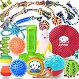 KIPRITII 25 Pack Various Puppy Dog Toys for Teething, Entertainment & Interaction, Puppy Chew Toys Pack with Rope Toy, Treat Balls and Dog Squeaky Toys for Puppies & Small Dogs