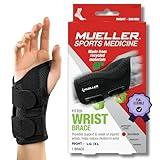 MUELLER Sports Medicine Green Fitted Wrist Brace for Men and Women, Wrist Pain Relief Support, Ideal for Carpal Tunnel, Tendonitis, Arthritis, Right Hand, Black, Large/X-Large