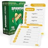 Spanish Verb Conjugation Flash Cards (150 Verbs 75 Cards) Educational Language Learning Resource for Memory & Sight Words – Fun Game Play - Kids, Grade School, Classroom or Homeschool