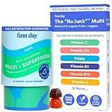FIRST DAY Vitamins for Teens - Teen Multi Vitamins for Girls & Boys 12-17, Organic Fruit & Veggie Blend - 12 Key Nutrients: Vitamins A, B1, B2, B6, B9, B12, C, D3, E, K2-30 Day Supply