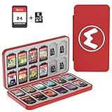PURBHE Switch Game Case for Nintendo Switch 1 & 2 Card, Portable Nintendo Switch Game Holder with 24 Cartridge Slots and 24 Micro SD Card Slots,Accessories for Nintendo 1 and 2 Switch (Red)