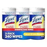 Lysol Disinfectant Wipes, Multi-Surface Antibacterial Cleaning Wipes, For Disinfecting and Cleaning, Lemon and Lime Blossom, 80 Count (Pack of 3)