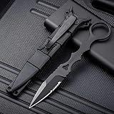 PAVCEING Portable Knife 6.7 Inch 440C Fixed Blade Outdoor Camping Portable Straight Knife With Kydex Sheath The Knife Comes In Black And White (Black)