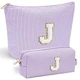 YOOLIFE Preppy Stuff for Teen Girls, Gifts for Teen Girls Birthday Gifts Idea for Mom Her | Personalized Cute Makeup Bag for Girlfriend | 21st Birthday Gifts for Her Makeup Pouch Monogram Makeup Bag J