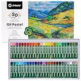 Artecho Oil Pastels Set of 50 Colors (8 x 60 mm), Soft Oil Pastels for Art Painting, Drawing, Blending, Oil Crayons Pastels Art Supplies for Artists, Beginners, Students, Teachers