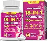 Menopause Supplements for Women, 140 Billion CFUs Probiotics, 18-in-1 with Black Cohosh, Inositol, for Hormone Menopause Balance, Hot Flashes, Night Sweats, Mood Swings, Sleep Disturbances - 60 Caps
