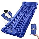 MOXILS Sleeping Pad, Ultralight Inflatable Sleeping Pad for Camping, Built-in Pump, Ultimate for Camping, Hiking, Airpad, Carry Bag, Repair Kit, Compact & Lightweight Air Mattress(Blue)