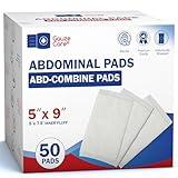 GauzeCare Sterile Abdominal- ABD Combine Pads| 50-Pack, 5 x 9 Inches| Extra Absorbent & Thick, Individually Wrapped Wound Dressing, First Aid Pads| Surgical-Grade, Nonstick- for Heavy Leakage, Post Op