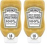 Heinz 100% Natural Spicy Brown Mustard (14 oz Bottle) (Pack of 2)