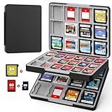MoKo 60 Game Card Case for Nintendo Switch 2 / Switch OLED / 3DS / 3DSXL, Portable Storage Holder Case for 60 Switch 2 Game Cartridges & 24 3DS Card & 36 Micro SD Cards, Black