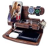 VEIYAILU Gifts for Men Women Dad Husband Boyfriend Wood Phone Docking Station Nightstand Organizer for Men Gift Ideas for Mother's Day,Father's Day, Christmas, and Valentine's Day(Dark Brown)