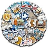 50 Pcs Greece Stickers Greece Travel Stickers Greek Civilization Waterproof Vinyl Decals for Water Bottles Laptop Luggage Cup Computer Mobile Phone Skateboard Guitar Helmet Snowboard Décor