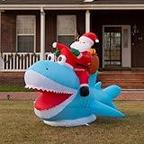 JOYHALO Christmas Inflatables Santa, 8.8 FT L Santa Riding Shark Inflatable, 5.3FT H Outdoor Christmas Blow Ups, Christmas Yard Decorations Outdoor Indoor Garden Lawn Xmas Decor