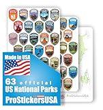 1 x 1.5 inch. 63 Stickers Set All National Parks USA with Location Map. Weatherproof Bucket List Passport Book National Parks Colors Vinyl Stickers. Decals for Travel Book, Bottles, Laptop, Phone.