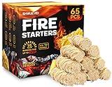 Shwuevei 65 pcs Fire Starter - Natural Fire Starters for Fireplace, Pellet Stove & Wood, Fire Pit, Smoker, BBQ, Chimney, Pizza Oven - Fire Starters for Grill, Charcoal Starter